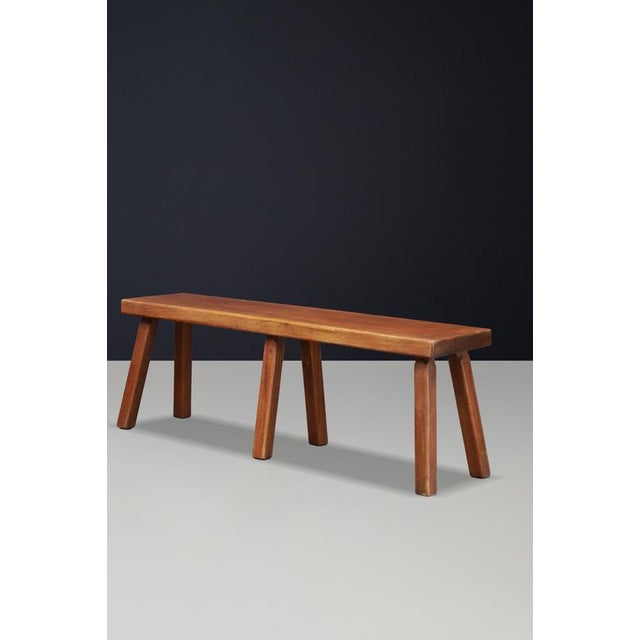French Primitive Oak Bench with Rich Patina, 1960s For Sale - Image 11 of 15