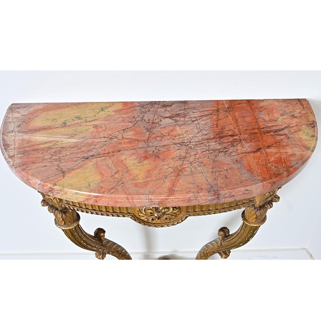 French French 19th Century Giltwood Marble-top Wall Console For Sale - Image 3 of 12