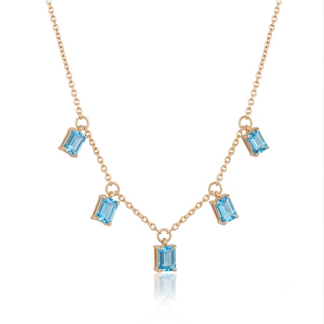 Elevate your jewelry collection with this exquisite gemstone necklace. Expertly crafted in 18K gold plating over 925...