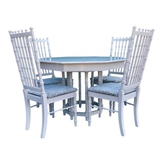 1960's Restored Thomasville Faux Bamboo Dining Set - 5 Pieces For Sale