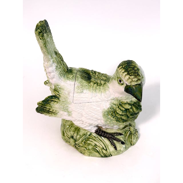 Mid-20th century Bassano porcelain lidded figural tureen is smaller in scale and a charming addition to a Majolica...