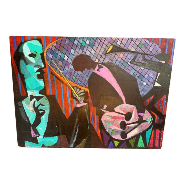 Jazz Band by Elliott Twery Original 1950s Oil Painting For Sale