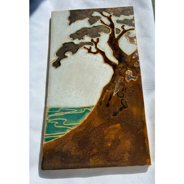 Ceramic 1990s Arts & Crafts Mission Style Studio Ceramic Tile – Coastal Cypress Tree Styled After Motawi For Sale - Image 7 of 7