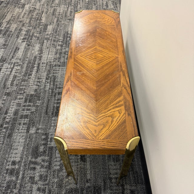 Mid-Century Modern Mid-Century Lane Furniture Wood and Brass Bench or Table For Sale - Image 3 of 8