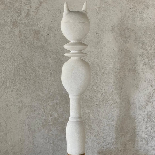 Contemporary Cat King Marble Sculpture by Tom Von Kaenel For Sale - Image 3 of 6