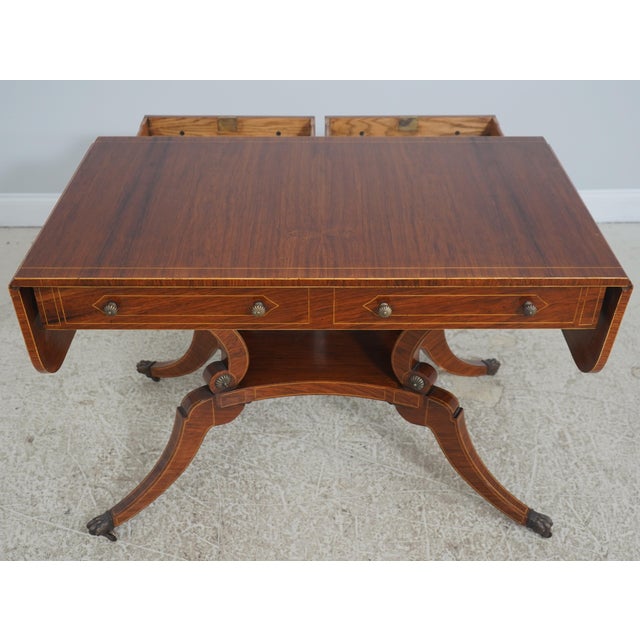 1990s Rosewood Vintage Bench Made Regency Style Dropleaf Library Table For Sale - Image 17 of 18