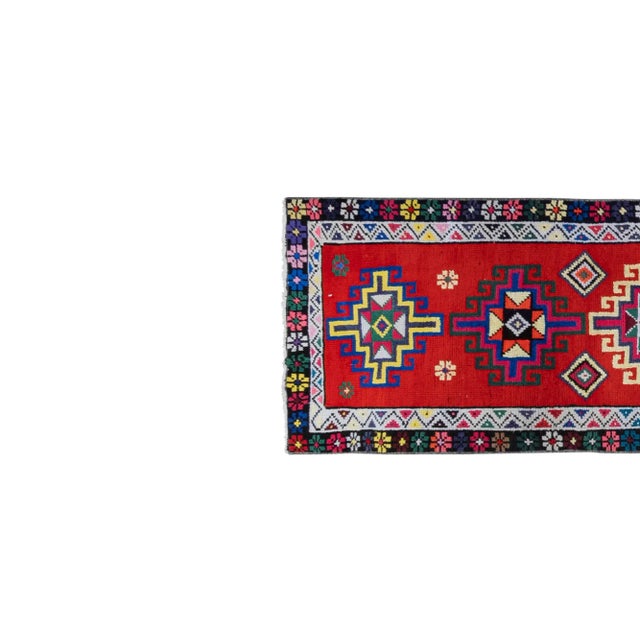 Mid-Century Modern Vintage Colorful Kurdish Herki Runner Rug 2'5" X 12'1" For Sale - Image 3 of 13