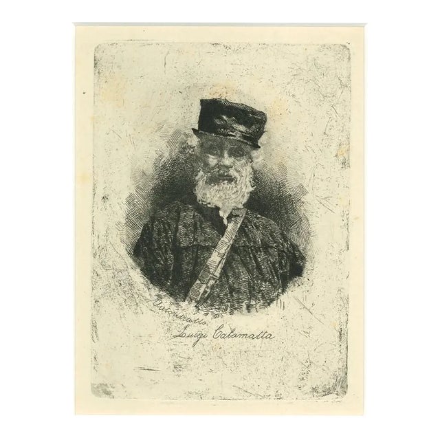 Luigi Calamatta, Self Portrait, 19th-Century, Etching For Sale