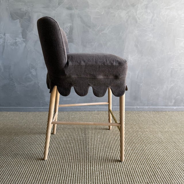 Not Yet Made - Made To Order Kate Slip Covered Counter Stool -Cafe Noir For Sale - Image 5 of 8