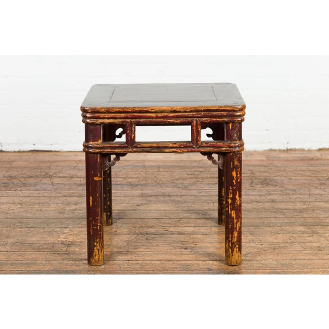 Antique Two-Tone Brown Square End Table For Sale - Image 4 of 12