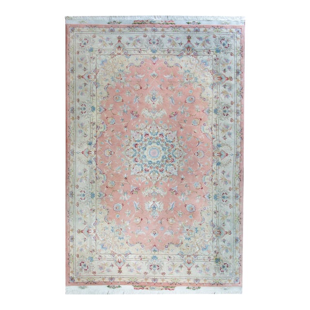 Vintage Silk Persian Tabriz Rug For Sale