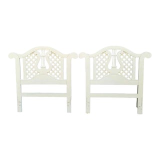 Vintage Lattice Harp White Pagoda Top Twin Size Headboards by Lexington For Sale