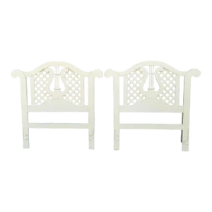 Vintage Lattice Harp White Pagoda Top Twin Size Headboards by Lexington