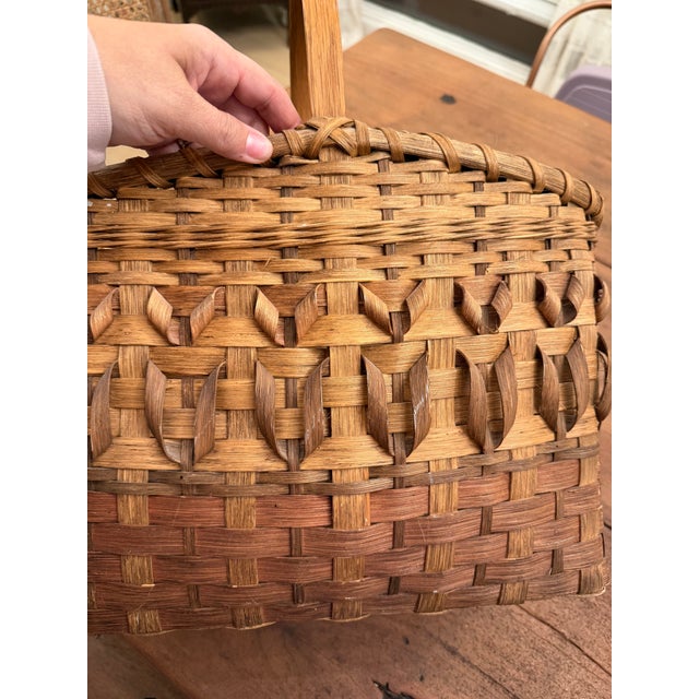 Antique or Vintage Folk Art Split-Wood or Splint Gathering Basket For Sale In Atlanta - Image 6 of 8