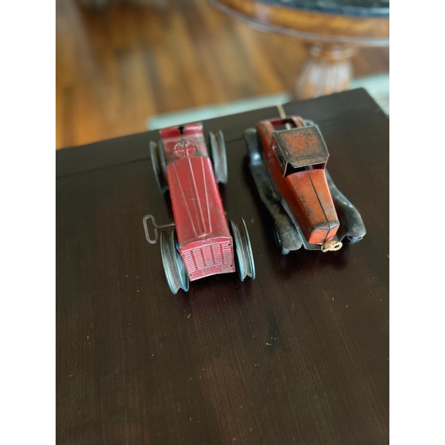 Early 1900s Collectable Pressed Steel Child’s Model Tractor and Car- Set of 2 For Sale - Image 9 of 9
