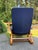 Vintage Nepsco Backsaver Bentwood Frame Reclining Chair With Blue Leather Upholstery Relax the Back For Sale - Image 4 of 11