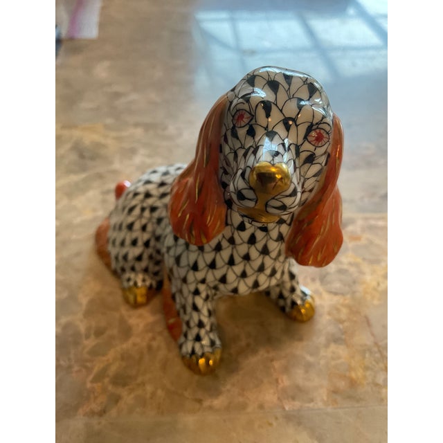 Figurative Late 19th Century Herend Black Fishnet Sitting Spaniel For Sale - Image 3 of 5