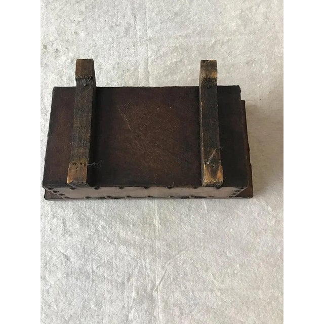 Brown 1960s Leather Studded Wood Box For Sale - Image 8 of 10