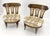 Pair of Tufted Seats Burl Wood Back Oval Seats Slipper Chairs on Caters MINT For Sale - Image 11 of 14