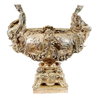 Napoleon III French Silvered Bronze Centrepiece Bowl For Sale