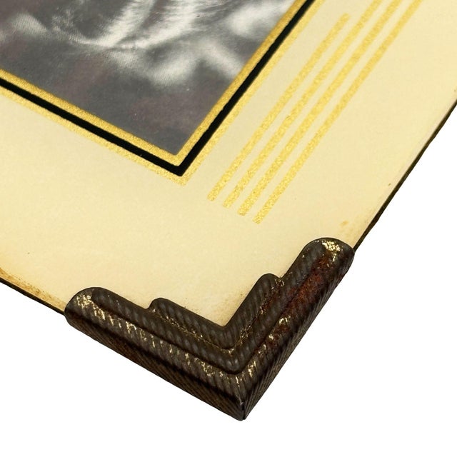 Art Deco Gold Reverse Painted Glass 4x6 Geometric Picture Frame For Sale In Los Angeles - Image 6 of 7