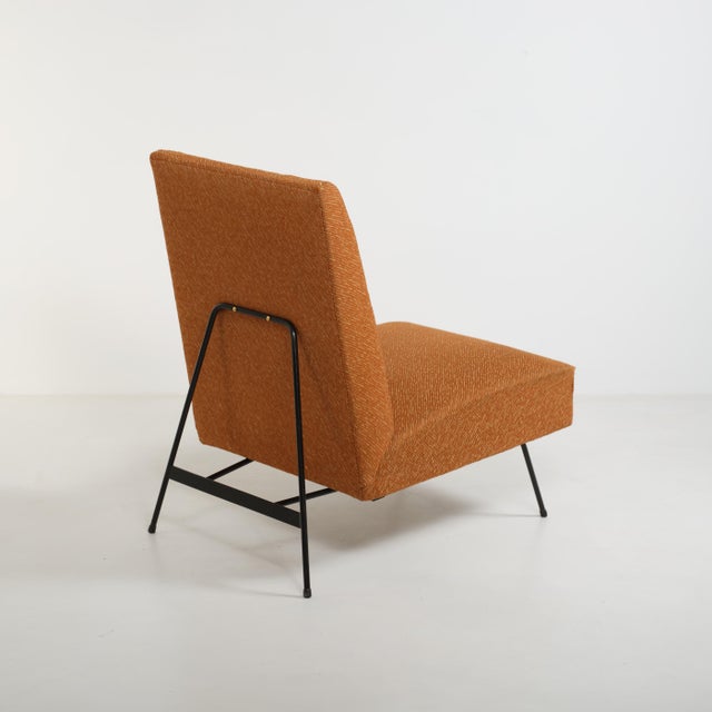 1950s Vintage Italian Lounge Chair with Original Upholstery and Black-Lacquered Metal by Mario Franchioni, 1950s For Sale - Image 5 of 10