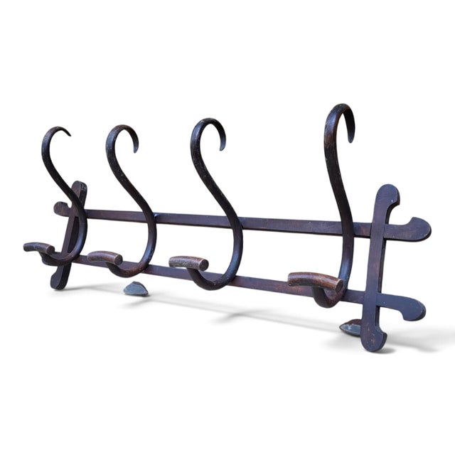 Early 20th Century Bentwood Bistro Wall Coat Rack - In the Style of Thonet Wall-mounted coat rack in steam-bent beechwood,...