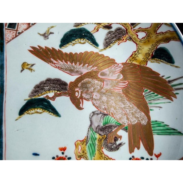 Ceramic Late 19th Century Imperial Imari Charger With Gilded Eagle and Gilded Flying Crane For Sale - Image 7 of 11