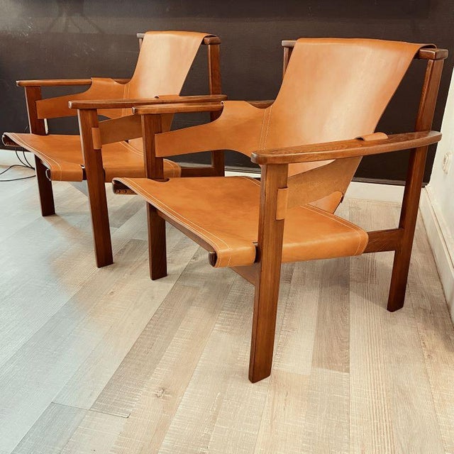 1950s Set of Trienna Safari Armchairs attributed to Acking from Nordiska Kompaniet, 1957 For Sale - Image 5 of 8