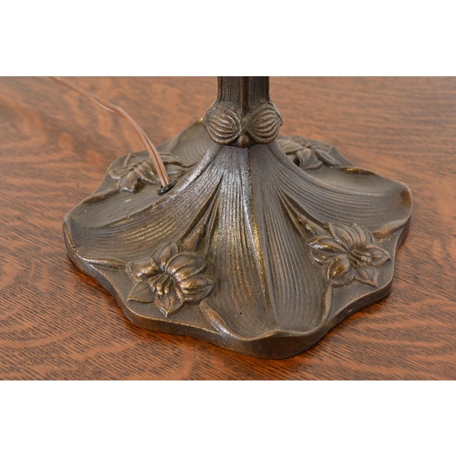 Tiffany Studios Style Art Nouveau Bronze Counterbalance Desk Lamp For Sale - Image 10 of 12
