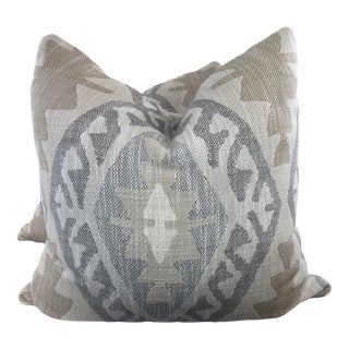 Woven Ikat in Natural 22" Pillows-A Pair For Sale