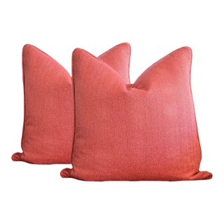 Persimmon Herringbone Pillows - A Pair For Sale