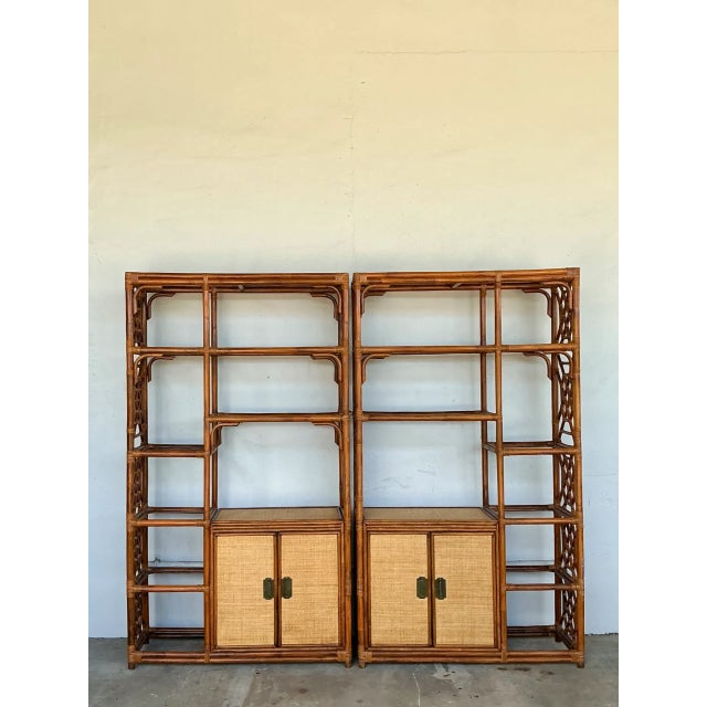 Vintage Bamboo Fretwork Etagere - A Pair For Sale - Image 4 of 12