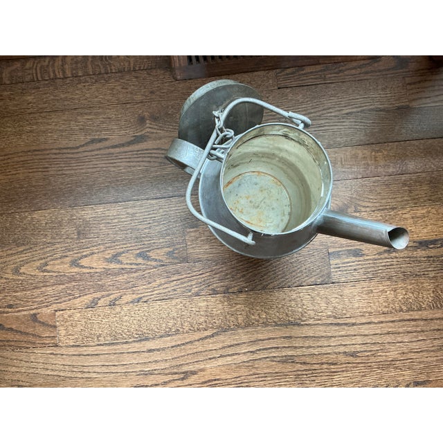 Early 19th Century Antique Pewter French Metal Milk Container/ Pail For Sale - Image 5 of 6