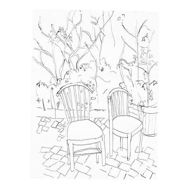 California Garden Ink Drawing by Martha Holden For Sale