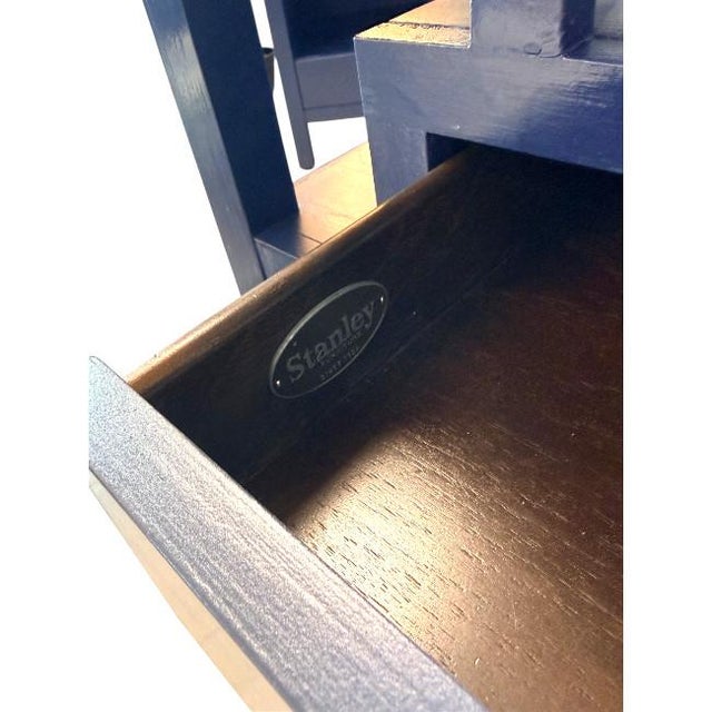 Pair of Stanley Furniture Two-Drawer Navy Blue Lacquer Nightstands For Sale - Image 9 of 9