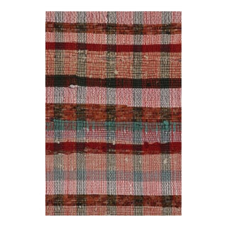 Rug & Kilim’s Extra-Long Flat Weave Runner Rug in Polychrome Plaid Pattern For Sale