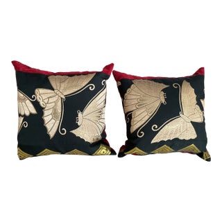 Japanese Obi Butterfly Pillows-a Pair For Sale