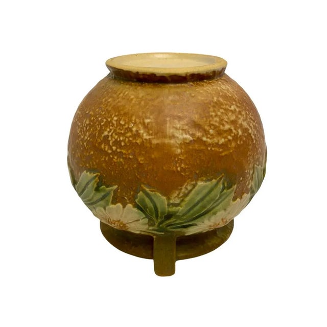 Antique Roseville Dahlrose Bowl Brown Green Yellow in Color 1920’s For Sale In Atlanta - Image 6 of 8