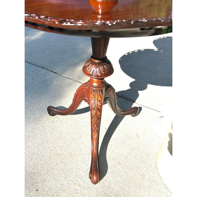 Carved, Mahogany, Two-Tiered, Parlor/Tea Table With Ornate, Carved Legs, and Detailed Piecrust Edges, Rococo / Victorian Style, C1940 For Sale - Image 9 of 10