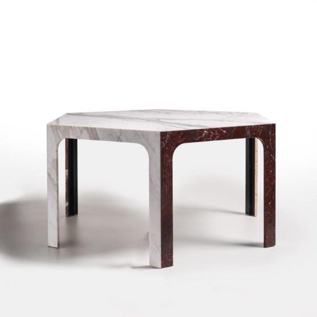 Sesto C Hexagonal Dining Table in Calacatta and Bardiglio Marble by Bufalini Marmi For Sale - Image 9 of 12