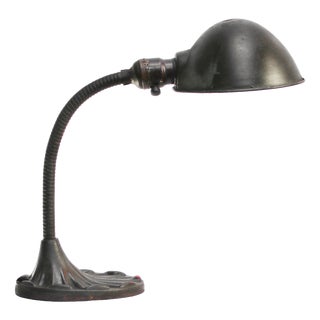 Industrial American Cast Iron Desk Light For Sale
