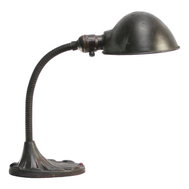 Industrial American Cast Iron Desk Light For Sale