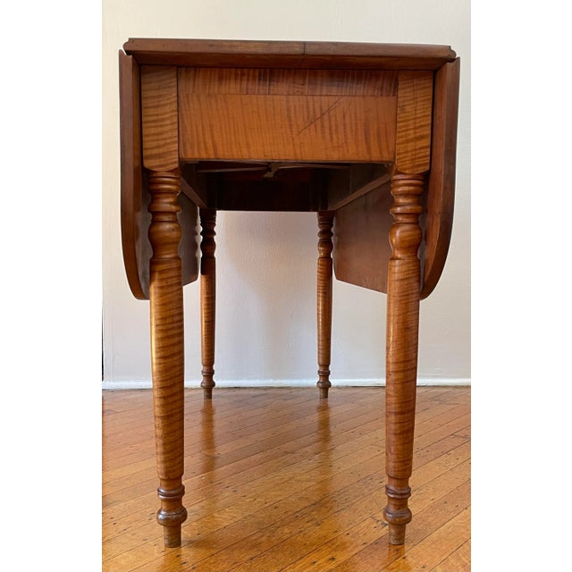 Wood Early 19th Century Tiger-Maple Drop Leaf Table For Sale - Image 7 of 12