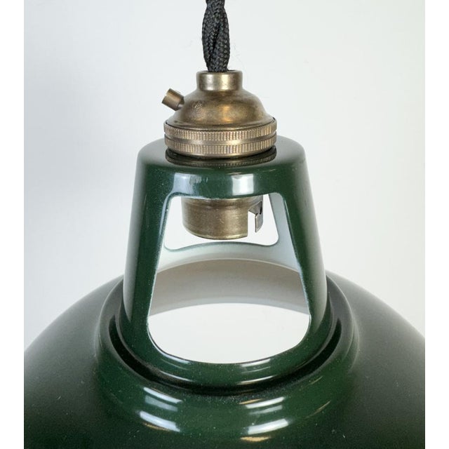 Industrial Vintage Industrial Green Painted Ceiling Lamp For Sale - Image 3 of 17