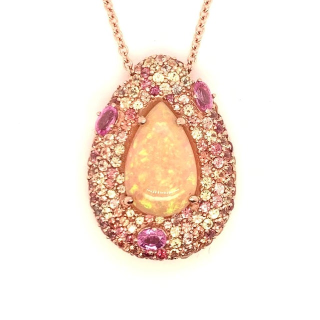 Natural Ethiopian Opal Sapphire Necklace 14k Gold 11.5 TCW GIA Certified For Sale - Image 4 of 18