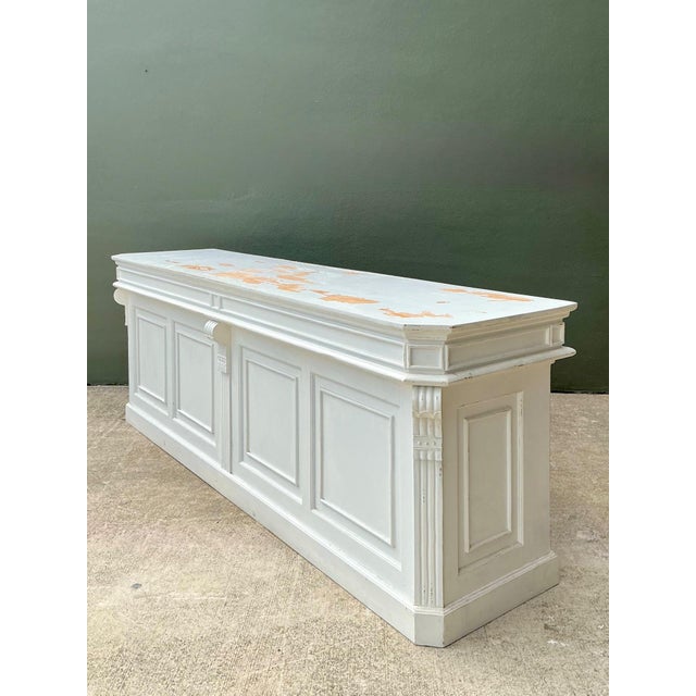 Vintage Architectural Distressed Wood Display Counter For Sale - Image 9 of 13
