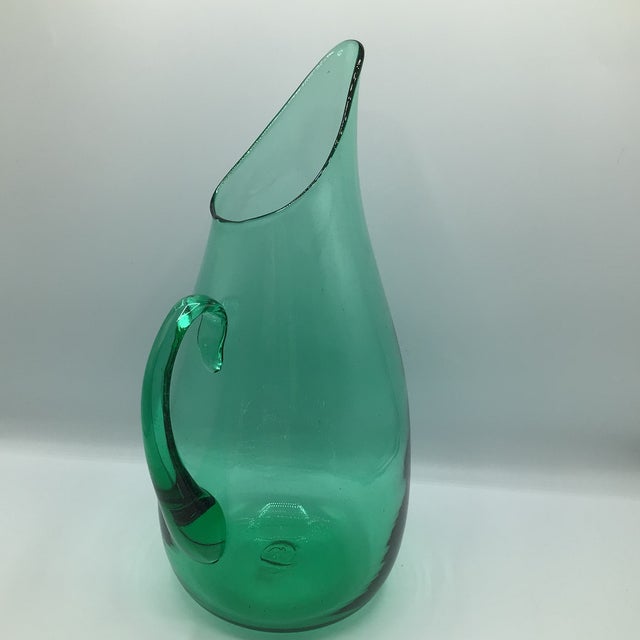 Blenko Blenko Teal Pitcher Designed by Winslow Anderson. For Sale - Image 4 of 12