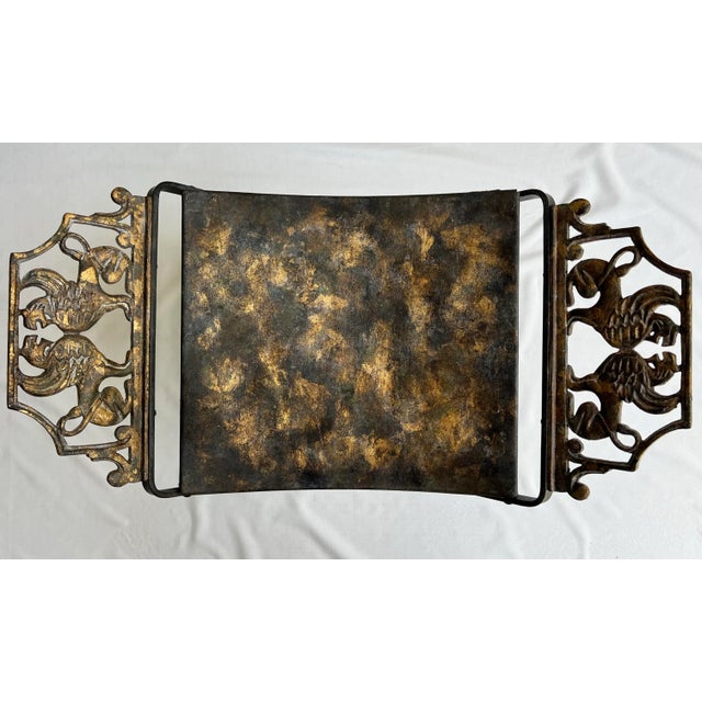 1900 - 1909 Vintage Oscar Bach Style Newly Painted and Hand Gilt Iron X Base Bench/Stool For Sale - Image 5 of 11