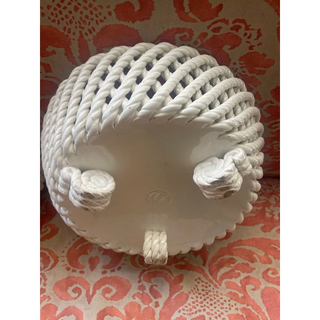 1960s Pair of Ceramic Rope Cachepots For Sale - Image 5 of 8